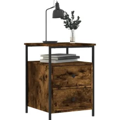 Nachtkastjes|Nachtkastjes-vidaXL - Nachtkastje - Bruin - Bewerkt hout - 2 stuks