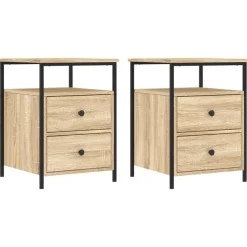 vidaXL - Nachtkastje - Bruin - Bewerkt hout - 2 stuks