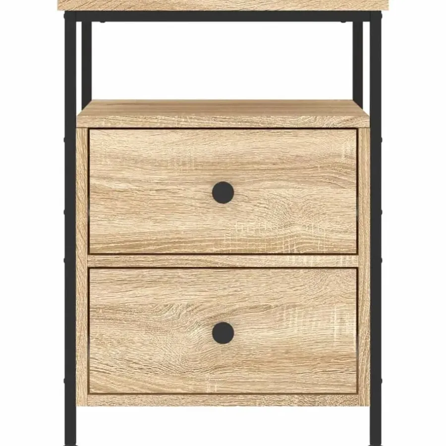 vidaXL - Nachtkastje - Bruin - Bewerkt hout - 2 stuks