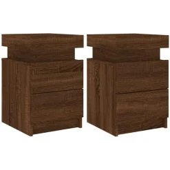 Nachtkastjes|Nachtkastjes-vidaXL - Nachtkastje - Bruin - Bewerkt hout - 2 stuks