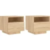 Nachtkastjes|Nachtkastjes-vidaXL - Nachtkastje - Bruin - Bewerkt hout - 2 stuks