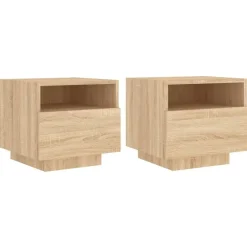 Nachtkastjes|Nachtkastjes-vidaXL - Nachtkastje - Bruin - Bewerkt hout - 2 stuks
