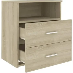 vidaXL - Nachtkastje - Bruin - Bewerkt hout - 2 stuks