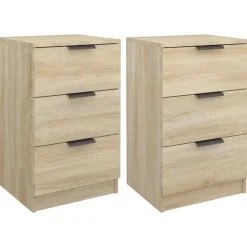 vidaXL - Nachtkastje - Bruin - Bewerkt hout - 2 stuks