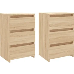 vidaXL - Nachtkastje - Bruin - Bewerkt hout - 2 stuks