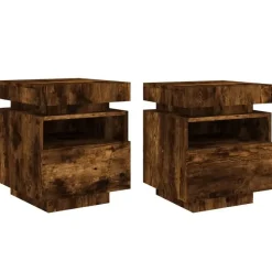 vidaXL - Nachtkastje - Bruin - Bewerkt hout - 2 stuks