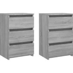 Nachtkastjes|Nachtkastjes-vidaXL - Nachtkastje - Grijs - Bewerkt hout - 2 stuks