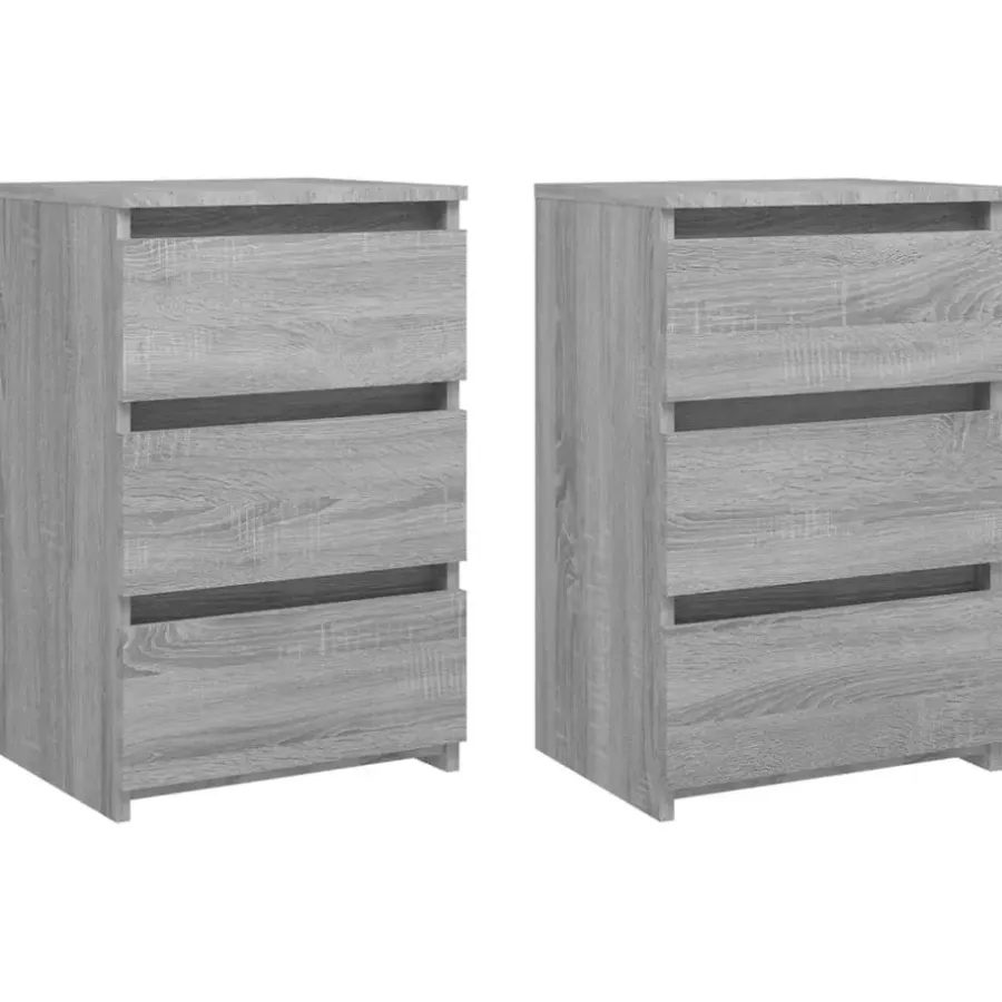 Nachtkastjes|Nachtkastjes-vidaXL - Nachtkastje - Grijs - Bewerkt hout - 2 stuks