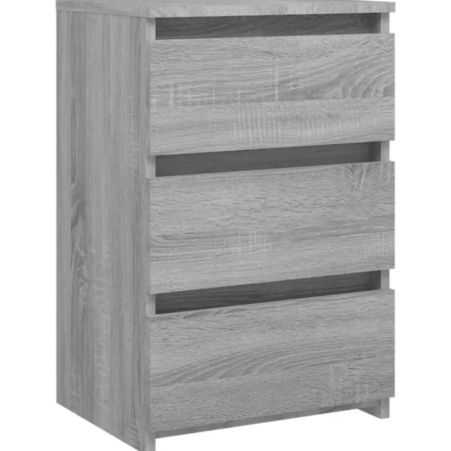 Nachtkastjes|Nachtkastjes-vidaXL - Nachtkastje - Grijs - Bewerkt hout - 2 stuks