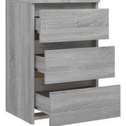 Nachtkastjes|Nachtkastjes-vidaXL - Nachtkastje - Grijs - Bewerkt hout - 2 stuks