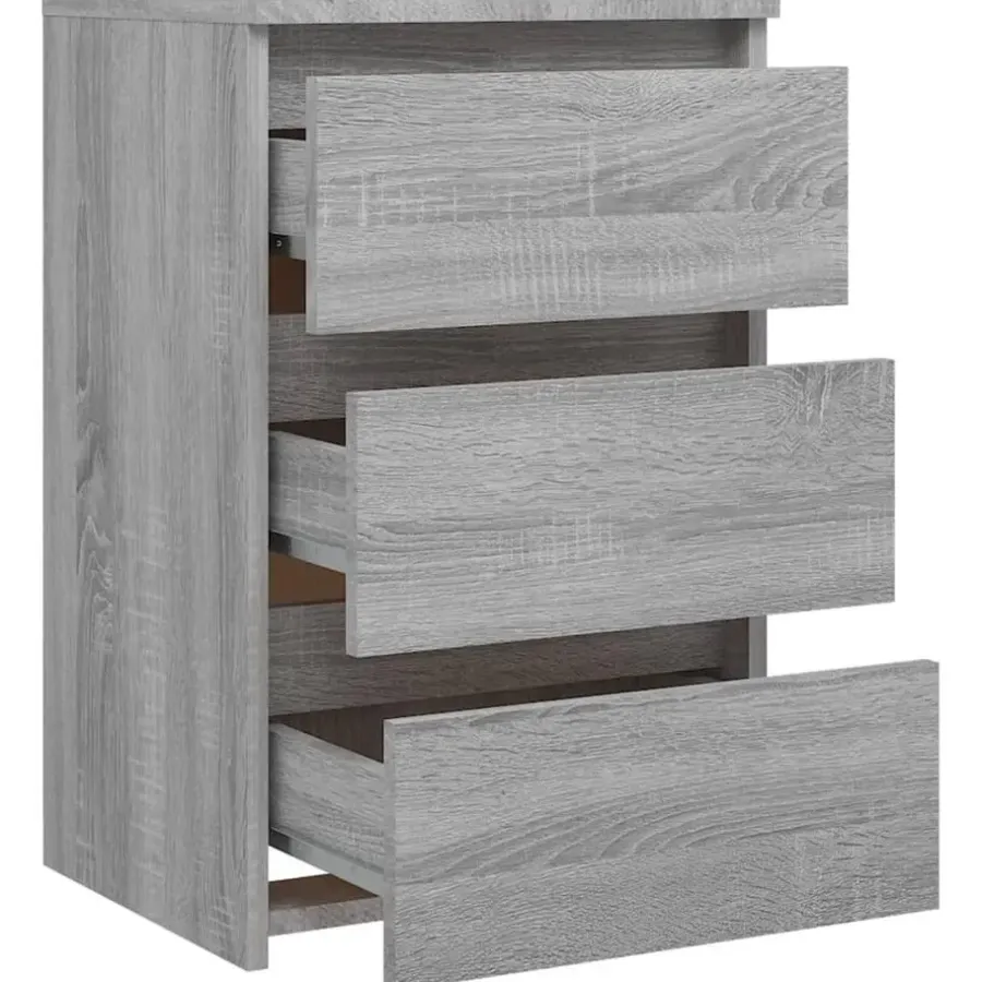 Nachtkastjes|Nachtkastjes-vidaXL - Nachtkastje - Grijs - Bewerkt hout - 2 stuks