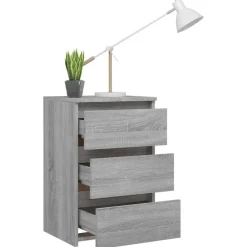 Nachtkastjes|Nachtkastjes-vidaXL - Nachtkastje - Grijs - Bewerkt hout - 2 stuks