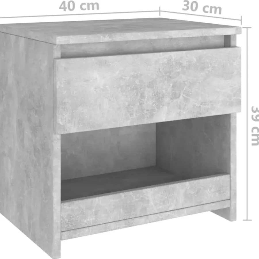 Nachtkastjes|Nachtkastjes-vidaXL - Nachtkastje - Grijs - Bewerkt hout - 2 stuks
