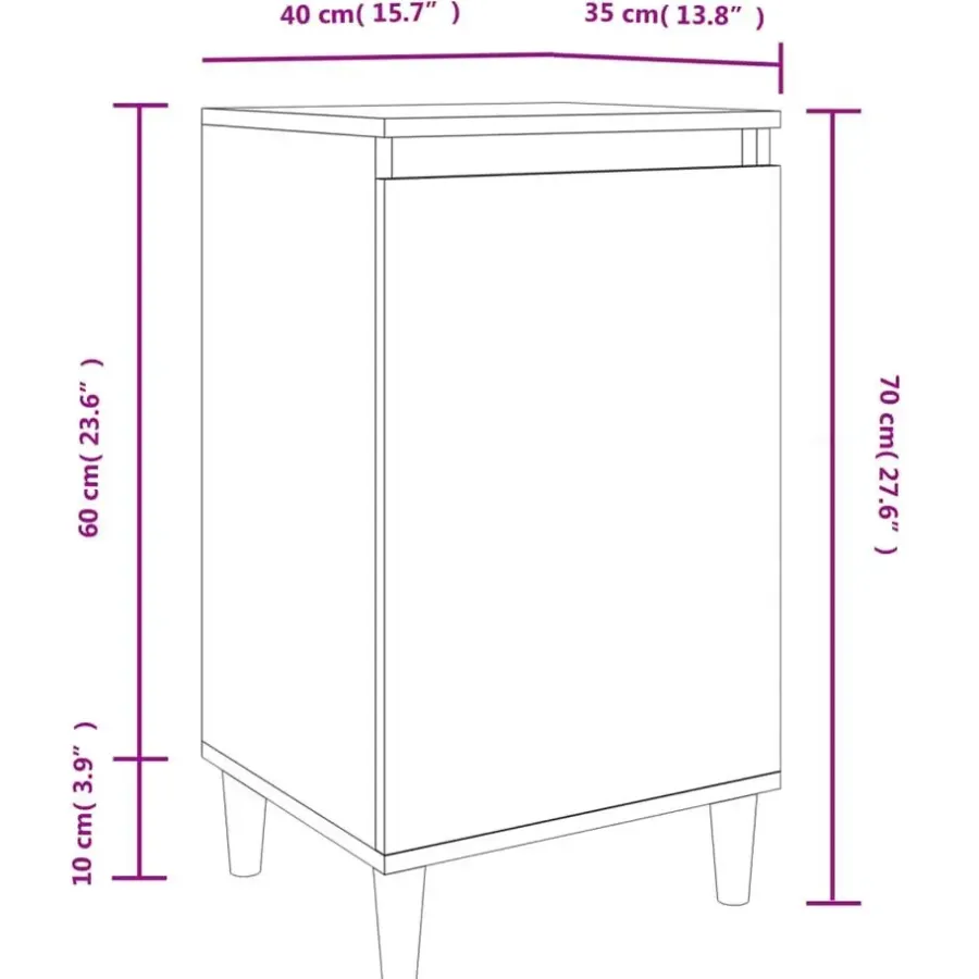 vidaXL - Nachtkastje - Hoogglans wit - Bewerkt hout - 40 x 35 x 70 cm