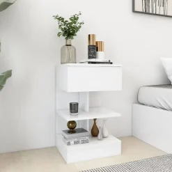 Nachtkastjes|Nachtkastjes-vidaXL - Nachtkastje - Wit - Bewerkt hout - 2 stuks
