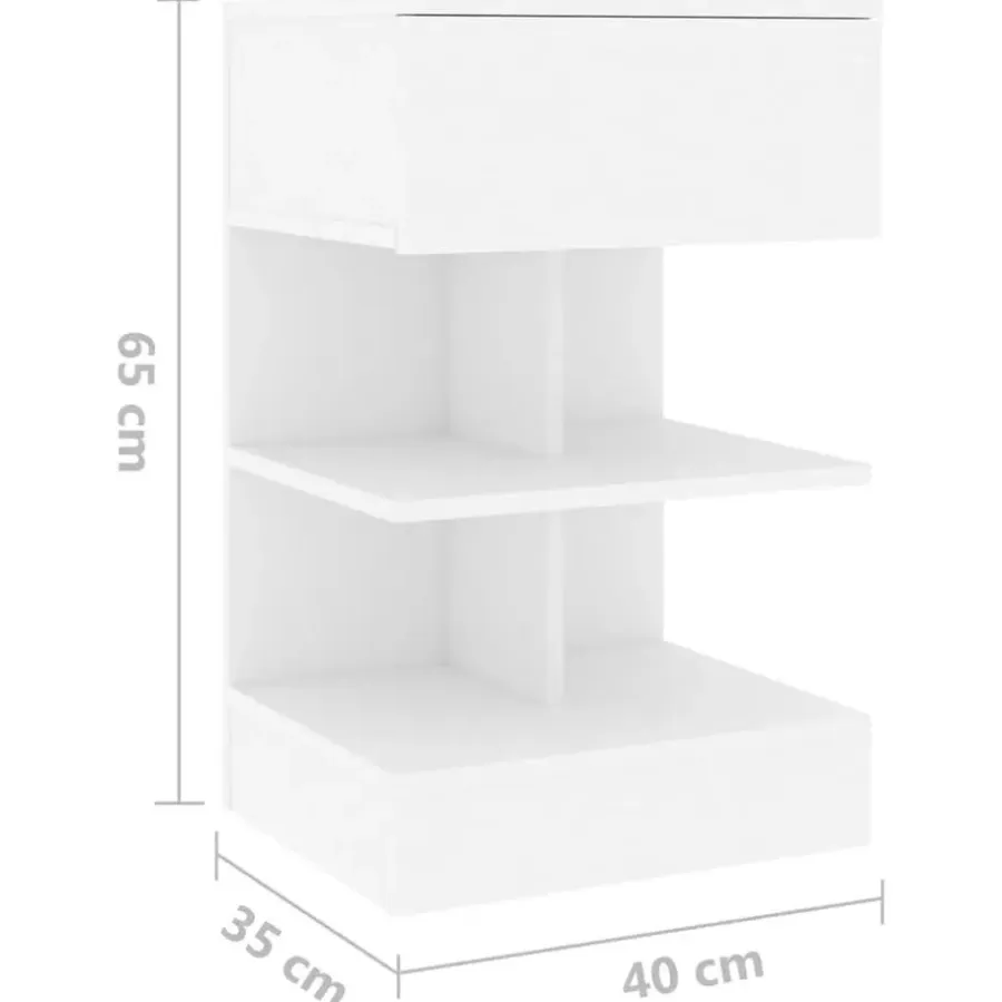 Nachtkastjes|Nachtkastjes-vidaXL - Nachtkastje - Wit - Bewerkt hout - 2 stuks