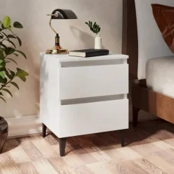 Nachtkastjes|Nachtkastjes-vidaXL - Nachtkastje - Wit - Bewerkt hout - 2 stuks