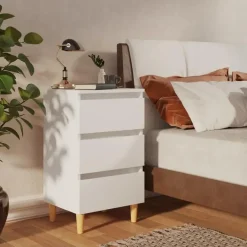 Nachtkastjes|Nachtkastjes-vidaXL - Nachtkastje - Wit - Bewerkt hout