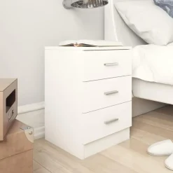 Nachtkastjes|Nachtkastjes-vidaXL - Nachtkastje - Wit - Bewerkt hout