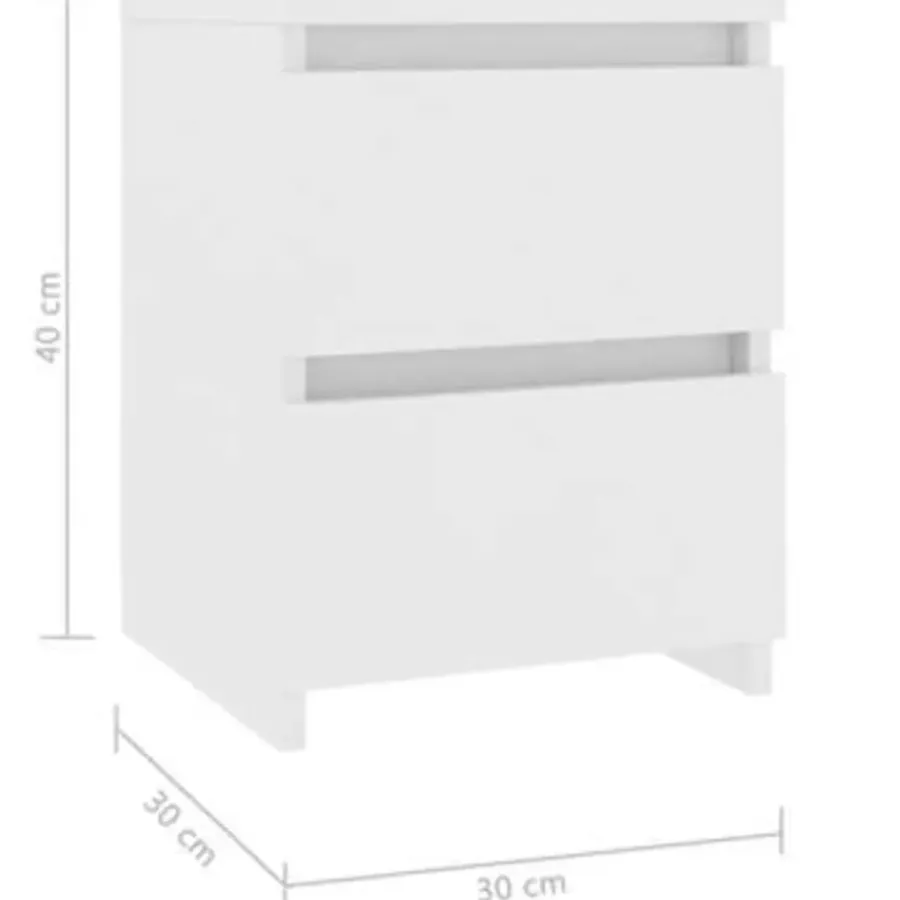 vidaXL - Nachtkastje - Wit - Bewerkt hout - 2 stuks