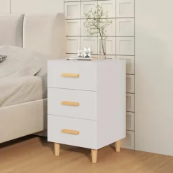 Nachtkastjes|Nachtkastjes-vidaXL - Nachtkastje - Wit - Bewerkt hout
