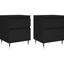 Nachtkastjes|Nachtkastjes-vidaXL - Nachtkastje - Zwart - Bewerkt hout - 2 stuks