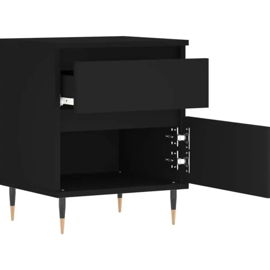 Nachtkastjes|Nachtkastjes-vidaXL - Nachtkastje - Zwart - Bewerkt hout - 2 stuks