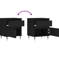 Nachtkastjes|Nachtkastjes-vidaXL - Nachtkastje - Zwart - Bewerkt hout - 2 stuks