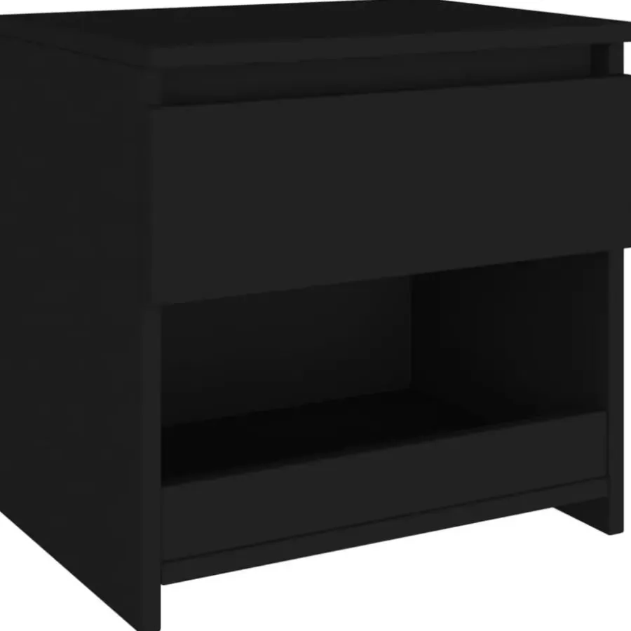 Nachtkastjes|Nachtkastjes-vidaXL - Nachtkastje - Zwart - Bewerkt hout - 2 stuks