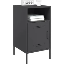 vidaXL - Nachtkastje - Zwart - Staal - 2 stuks
