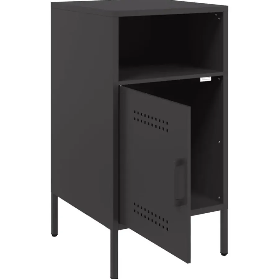 vidaXL - Nachtkastje - Zwart - Staal - 2 stuks