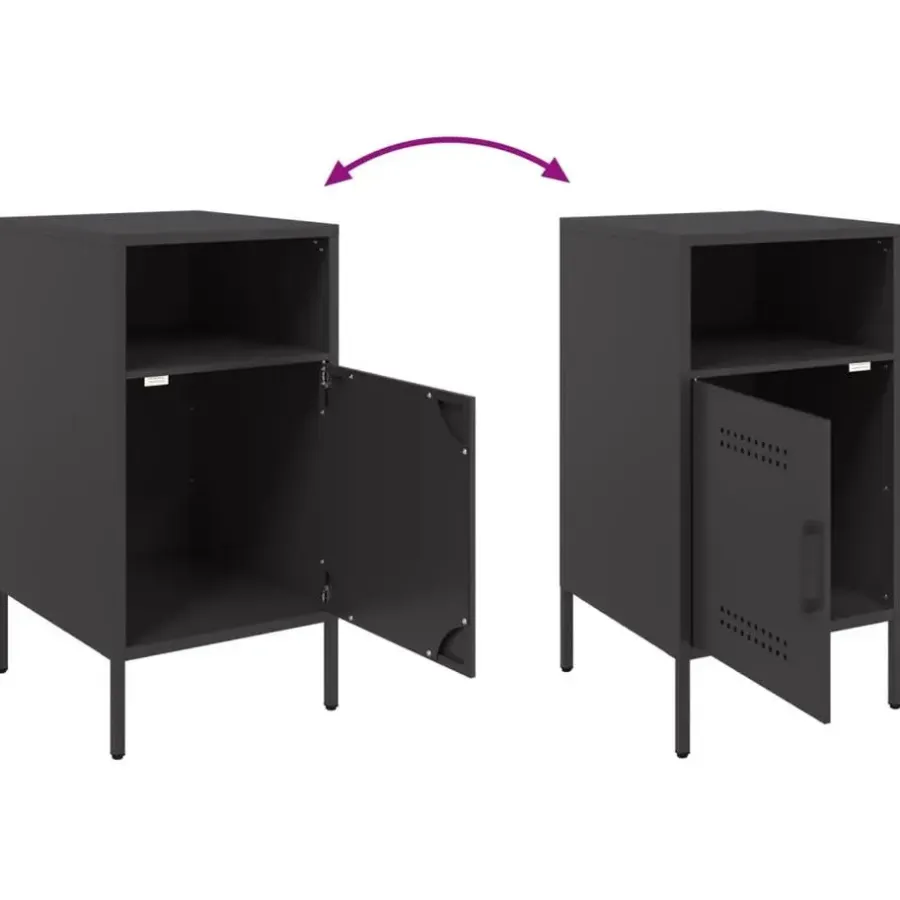 vidaXL - Nachtkastje - Zwart - Staal - 2 stuks