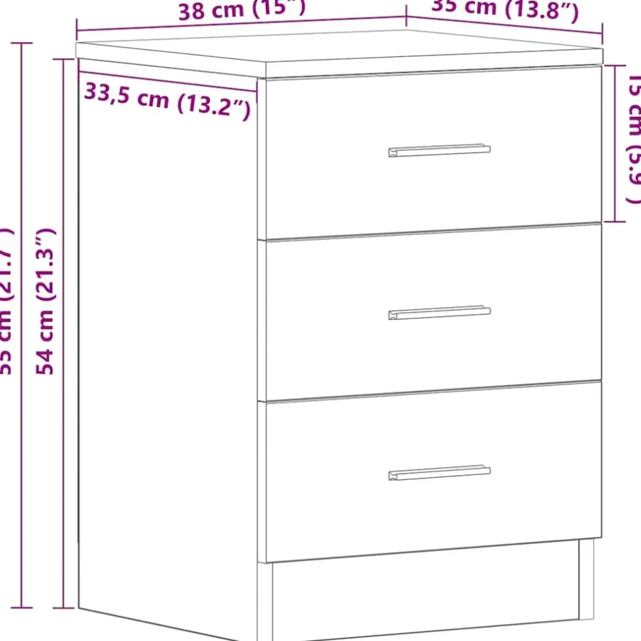 vidaXL - Nachtkastje - Zwart - Bewerkt hout - 2 stuks