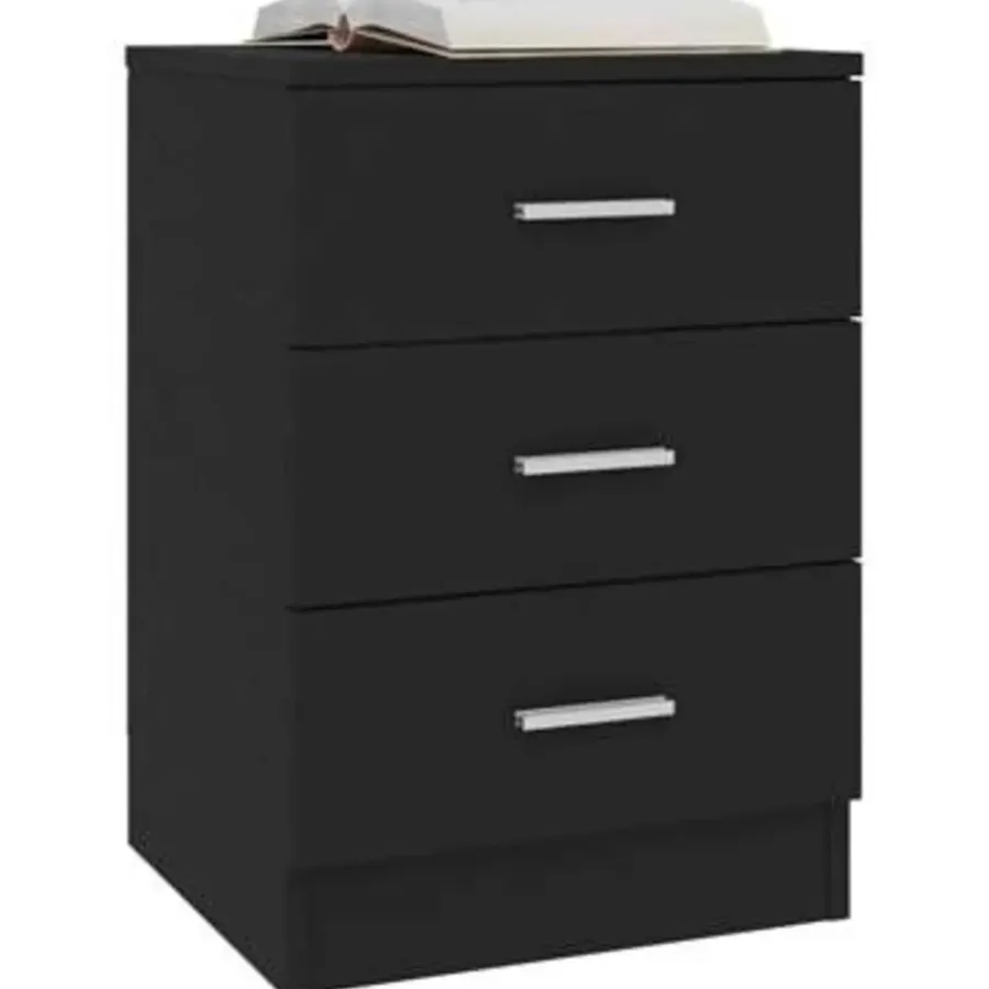 vidaXL - Nachtkastje - Zwart - Bewerkt hout - 2 stuks