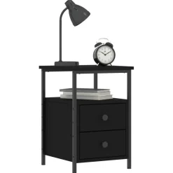 vidaXL - Nachtkastje - Zwart - Bewerkt hout