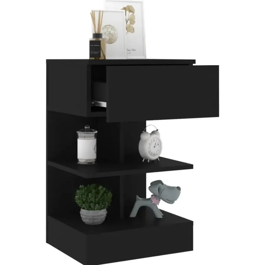 vidaXL - Nachtkastje - Zwart - Bewerkt hout - 2 stuks