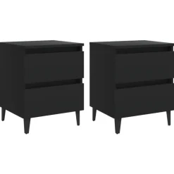 vidaXL - Nachtkastje - Zwart - Bewerkt hout - 2 stuks
