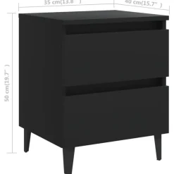 vidaXL - Nachtkastje - Zwart - Bewerkt hout - 2 stuks
