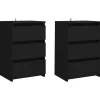 Nachtkastjes|Nachtkastjes-vidaXL - Nachtkastje - Zwart - Bewerkt hout - 2 stuks
