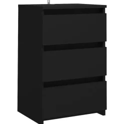 Nachtkastjes|Nachtkastjes-vidaXL - Nachtkastje - Zwart - Bewerkt hout - 2 stuks