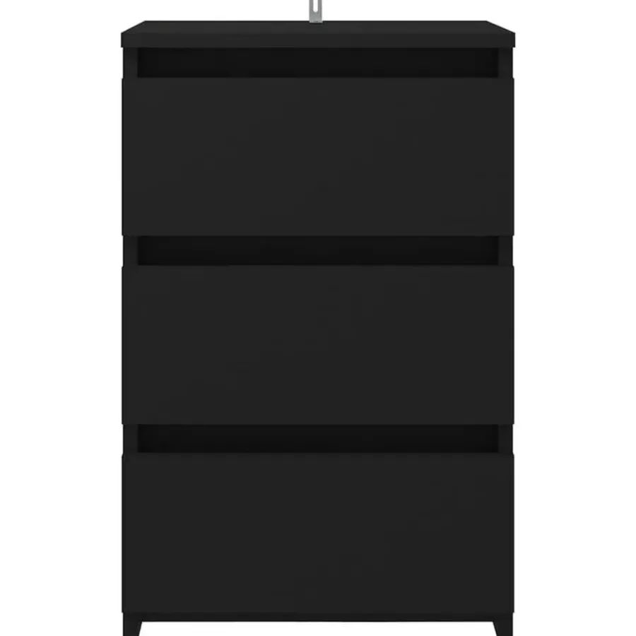 Nachtkastjes|Nachtkastjes-vidaXL - Nachtkastje - Zwart - Bewerkt hout - 2 stuks