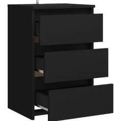 Nachtkastjes|Nachtkastjes-vidaXL - Nachtkastje - Zwart - Bewerkt hout - 2 stuks