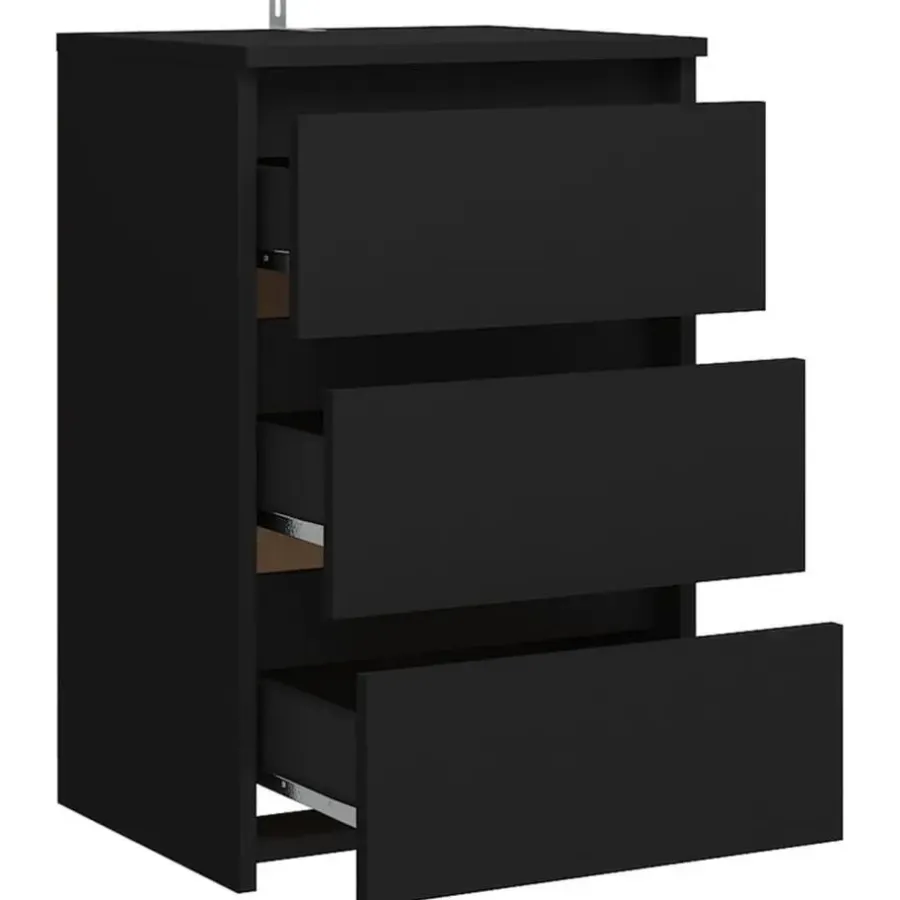 Nachtkastjes|Nachtkastjes-vidaXL - Nachtkastje - Zwart - Bewerkt hout - 2 stuks