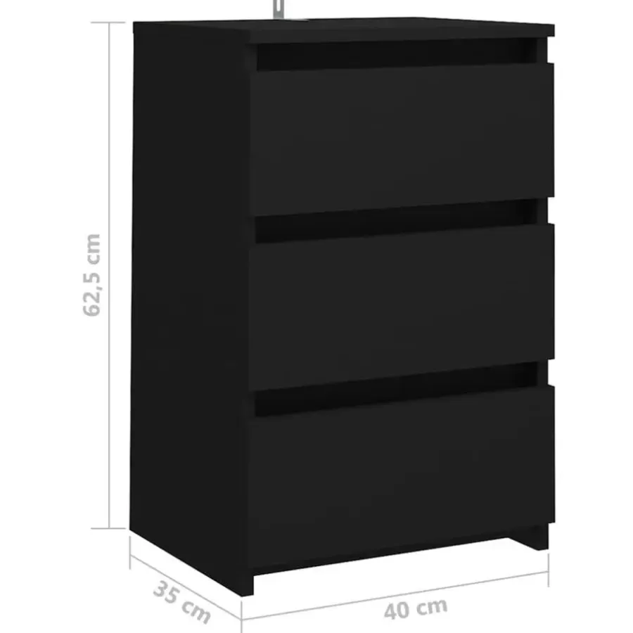 Nachtkastjes|Nachtkastjes-vidaXL - Nachtkastje - Zwart - Bewerkt hout - 2 stuks