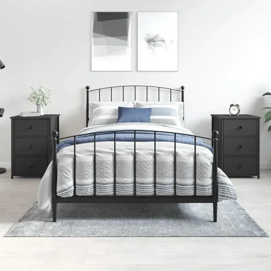 Nachtkastjes|Nachtkastjes-vidaXL - Nachtkastje - Zwart - Bewerkt hout - 2 stuks