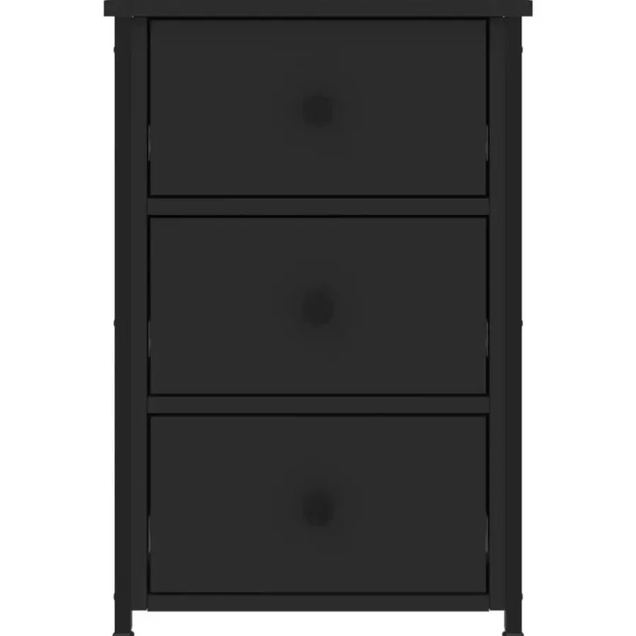 Nachtkastjes|Nachtkastjes-vidaXL - Nachtkastje - Zwart - Bewerkt hout - 2 stuks