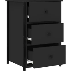 Nachtkastjes|Nachtkastjes-vidaXL - Nachtkastje - Zwart - Bewerkt hout - 2 stuks