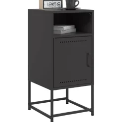 Nachtkastjes|Nachtkastjes-vidaXL - Nachtkastje - Zwart - Staal - 2 stuks