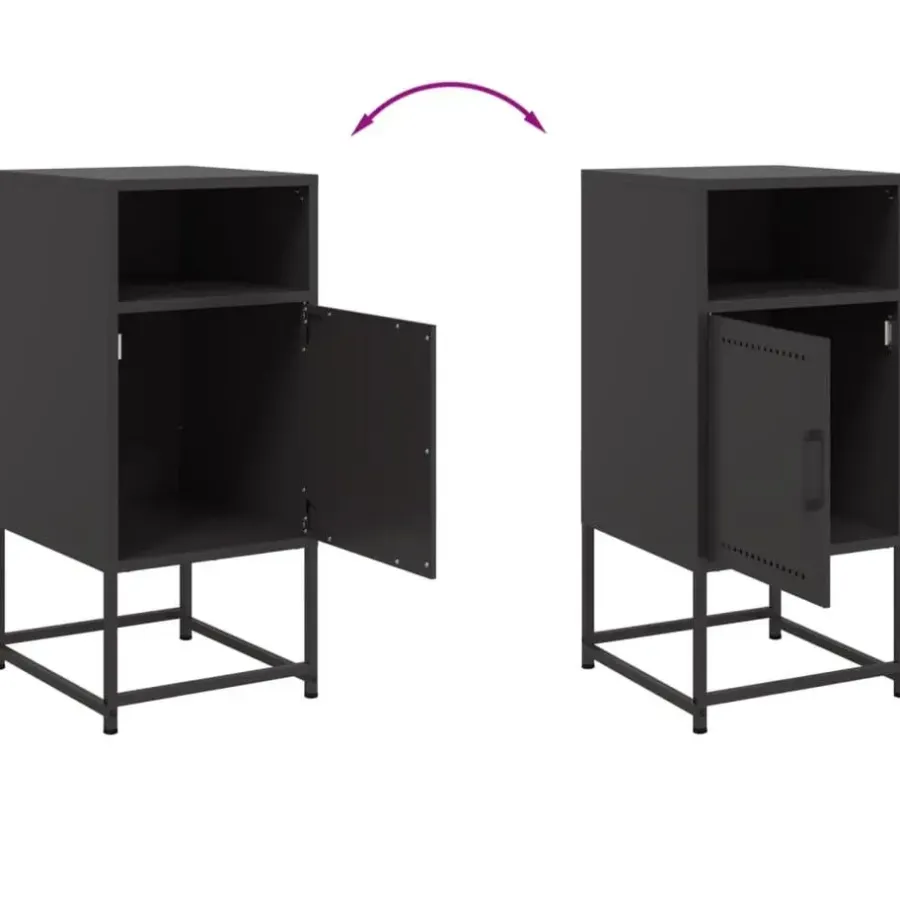 Nachtkastjes|Nachtkastjes-vidaXL - Nachtkastje - Zwart - Staal - 2 stuks