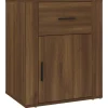 Nachtkastjes|Nachtkastjes-vidaXL - Nachtkastje met lade en deur - Bruin eiken - Bewerkt hout - 50x36x60 cm